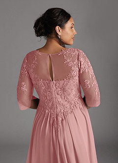 Azazie Mirielle Kleider für die Brautmutter A-Linie Schaufel Spitze Chiffon Kleid Altrosa image11