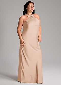 Azazie Doretta Bridesmaid Dresses English Rose Mermaid Pleated Stretch Satin Dress image9