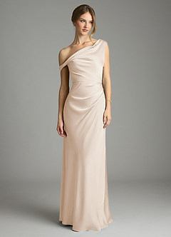 Azazie Emerson 신부 들러리 드레스 인어 오프 더 숄더 스트레치 새틴 바닥 길이 드레스 image3