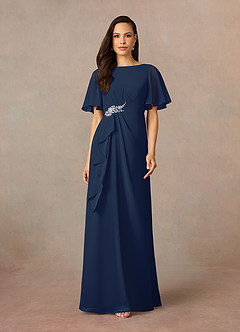 Azazie Rain Abiti per la Madre della Sposa Abito Tubino in Chiffon Perline Marino Scuro image8