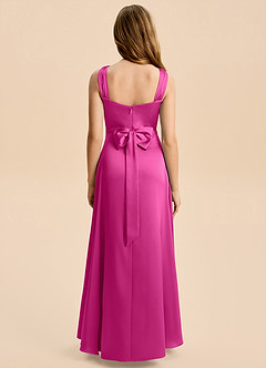 Azazie Kiki Junior Robe Trapèze en Satin extensible Arc Fuchsia image2