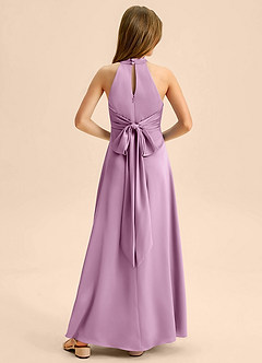 Azazie Beah Junior Robe Trapèze en Satin extensible Plissée Glycine image2