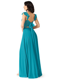 Azazie Everett Bridesmaid Dresses Jade A-Line V-neck Ruched Chiffon Dress image2