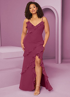 Barbie ♥ Azazie Bridesmaid Dresses Mulberry Sheath Chiffon Dress image1