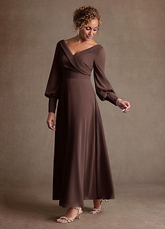 Azazie Paterson Klänningar till brudens mor Klä A-Line i Chiffong Plisserad Ganache image5