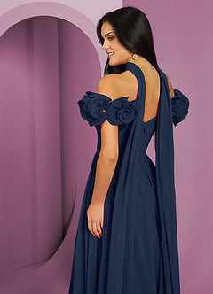 Barbie ♥ Azazie Bridesmaid Dresses Dark Navy A-Line Off the Shoulder Chiffon Convertible Dress image7