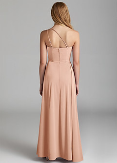 Azazie Maron Junior Rose Gold A-Line Pleated Stretch Satin Dress image4