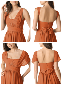 Azazie Olani Brautjungfernkleider Wandelbar A-Linie Schulterfrei Chiffon Kleid Kanel image9