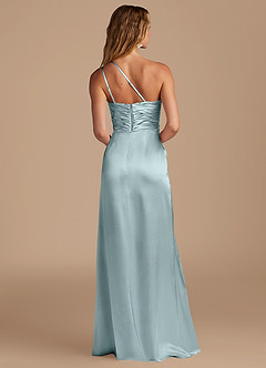 Azazie Eren Brautjungfernkleider Etui One-Shoulder Metallischer Satin Kleid Nebel image5