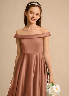 Azazie Teeny Junior Formal Flower Girl Klänningar Klä A-Line i Matt satäng Plisserad image7