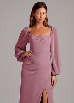 Azazie Brixley Bridesmaid Dresses Vintage Mauve Mermaid Long Sleeve Chiffon Dress image7