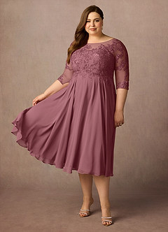 Azazie Marge Kleider für die Brautmutter A-Linie Schaufel Spitze Chiffon Kleid Wüstenrose image8