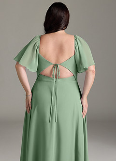 Azazie Chloe Jurken voor bruidsmeisjes Jurk van Chiffon met A-Lijn Sweetheart Halslijn Matcha image13