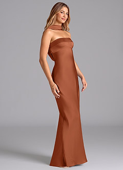 Azazie Lusinda Brudtärnklänningar Klä av Sjöjungfru i Stretch Satin Axelbandslös Cederros image6