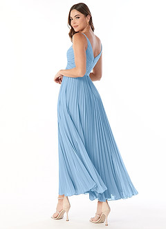 Azazie Raychelle Vestidos de madrinha de casamento Vestido Pó Azul de Chiffon de Linha A com Plissado image5