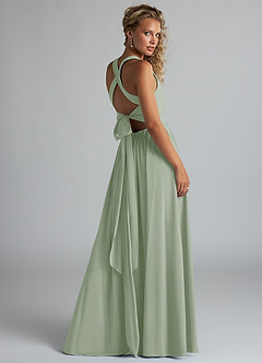 Azazie Kecia Bridesmaid Dresses Dusty Sage A-Line V-Neck Stretch Chiffon Dress image2