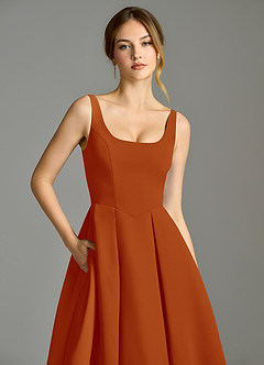 Azazie Amalie Bridesmaid Dresses Paprika A-Line Pleated Chiffon Dress image7