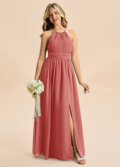 Azazie Noelle Junior Robe Trapèze en Mousseline de soie Plissée Antique Rose image6