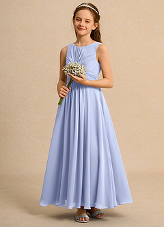 Azazie Ducky Junior Formal Blumenmädchenkleider A-Linie Plissee Chiffon Kleid Eis image6