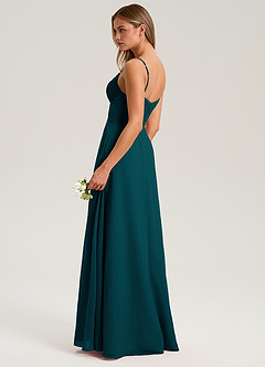 Azazie Terese Bridesmaid Dresses Pine A-Line Pleated Chiffon Dress image5
