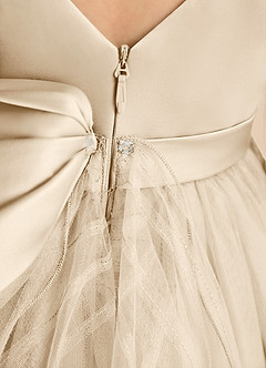 Azazie Pear Flower Girl Dresses Champagne Ball-Gown Bow Tulle Dress image7