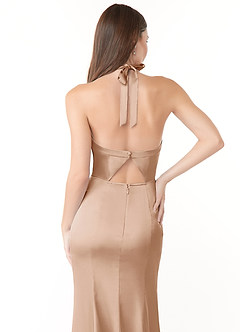 Azazie Emeria Bridesmaid Dresses English Rose Mermaid Pleated Stretch Satin Dress image5