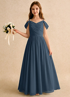 Azazie Chelo Girls Formal Flower Girl Klänningar Klä A-Linje i Chiffong Plisserad image3