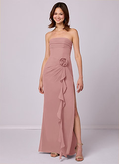 Barbie ♥ Azazie Jurken voor bruidsmeisjes Converteerbaar Jurk van Chiffon met Kolom Strapless Stoffige Roos image3