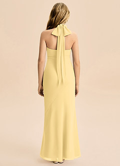 Azazie Velli Junior Meerjungfrau-Linie Hoher Kragen Chiffon Kleid Butter image2