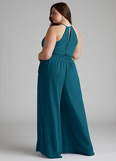 Azazie Kenzi Jurken voor bruidsmeisjes Jumpsuit van Chiffon Geplooid Inkt Blauw image9