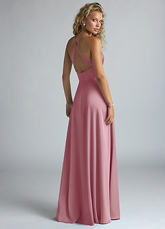 Azazie Davis Bridesmaid Dresses Vintage Mauve A-Line Pleated Stretch Satin Dress image3