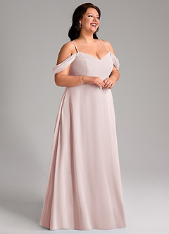 Azazie Marley Bridesmaid Dresses Blushing Pink A-Line Off the Shoulder Chiffon Convertible Dress image15