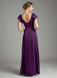 Azazie Omari Bridesmaid Dresses Grape A-Line Stretch Satin Dress image2
