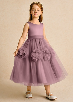 Azazie Vola vestidos de niña de las flores Vestido de Malva Vintage de Tul de Princesa con Sin mangas image3