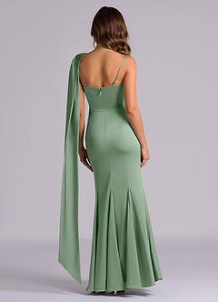 Azazie Inara Essayer des robes à la maison Robe Sirène en Satin extensible Plissée Vert Foncé image2