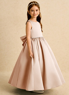 Azazie Daisies Flower Girl Dresses English Rose Ball-Gown Bow Matte Satin Dress image3