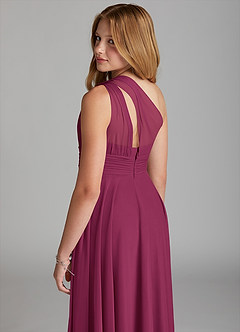 Azazie Charlize Junior A-Linie Gittergewebe Kleid Maulbeerrot image5