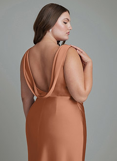 Azazie Kieryn Bridesmaid Dresses Bronzer Mermaid Pleated Stretch Satin Dress image14