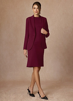 front Kennedy Burgundia Komplet Ze Strukturowaną Marynarką I Eleganckim Garniturem