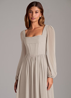 Azazie Maree Bridesmaid Dresses Frost A-Line Corset Chiffon Dress image7
