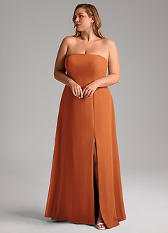 Azazie Wren Bridesmaid Dresses Cinnamon A-Line Side Slit Chiffon Convertible Dress image10