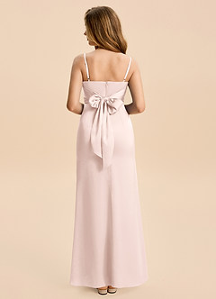 Azazie Minnie Junior Robe Trapèze en Satin extensible Rayé Rose Pâle image2
