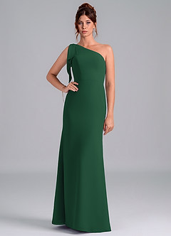 Azazie Rinna Jurken voor bruidsmeisjes Jurk van Chiffon met Zeemeermin One-Shoulder Donkergroen image1
