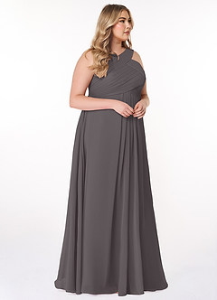 Azazie Kaleigh Bridesmaid Dresses Steel Grey A-Line Pleated Chiffon Dress image10