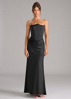Azazie Debby Bridesmaid Dresses Black Mermaid Strapless Stretch Satin Convertible Dress image5
