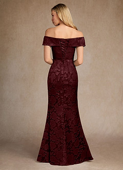 Azazie Canton vestidos de madre de la novia Vestido Cabernet de Devorado Floral de Corte Sirena con Hombros descubiertos image4