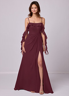 Barbie ♥ Azazie Bridesmaid Dresses Cabernet A-Line Off the Shoulder Chiffon Convertible Dress image7