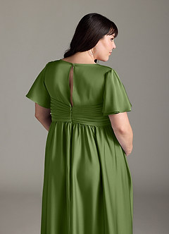 Azazie Verna Abiti da damigella d'onore premaman Abito A-Line Increspato Raso Elasticizzato Floor-Length image10