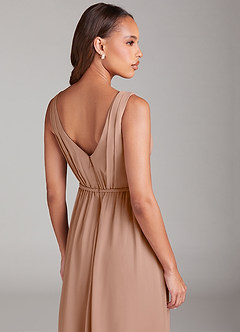 Azazie Tanicia Bridesmaid Dresses Champagne Rose A-Line Pleated Chiffon Dress image6