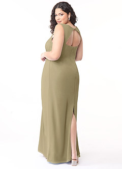 Azazie Flori Bridesmaid Dresses Moss Green Sheath Square Neckline Chiffon Dress image10
